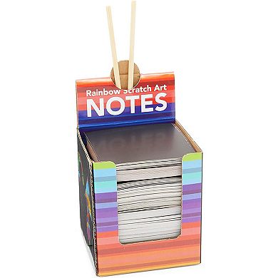 Rainbow Scratch Off Notes With 2 Wood Styluses Sticks (3.5 In, 300 Sheets)