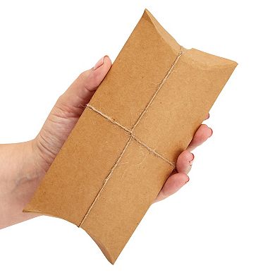 100-pack Pillow Boxes With Twine For Jewelry Party Favor Gift Card (7.5x3.7 In)