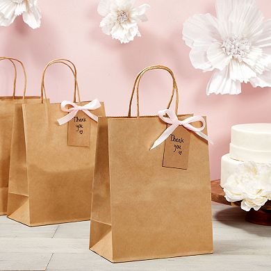 12 Pack Brown Paper Bags With Handles For Party Favors, Small Business, 8x10 In