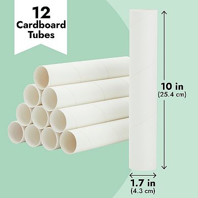 12 Pack White Cardboard Tubes For Crafts, Classroom Art Projects, 1.7 X 10 In