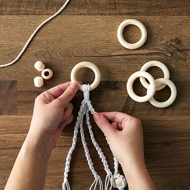 Wooden Beads And Rings Set For Diy Crafts And Macrame (80 Pieces)