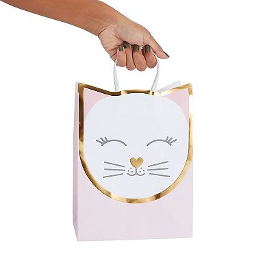 15 Pack Cat Gift Bags For Birthday Party Favors, 20 Sheets Of Tissue Paper, 8x10