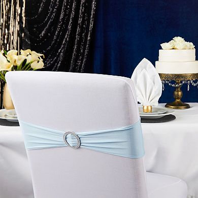 Light Blue Chair Sashes For Wedding, Fits 13.5 To 16.5 Inch Chair Back (50 Pack)