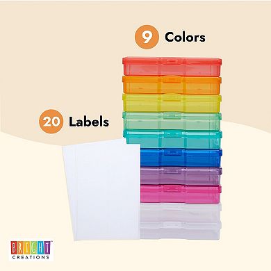 10x Rainbow Photo Storage Organizer Boxes For 4x6" Pictures With 20 Blank Labels