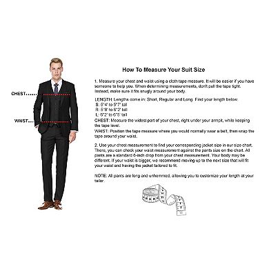 Gino Vitale Men's Skinny Fit 3-piece Suit