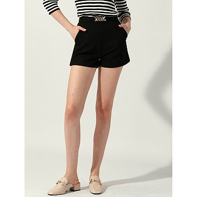 Women's Elegant High Waist Zipper With Pockets Straight Leg Summer Shorts