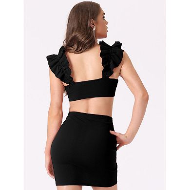 Women's Party 2 Piece Set Crop Tank Top Bodycon Mini Skirt Set