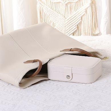 Travel Jewelry Box For Women Leather Jewelry Case Storage Display Holder