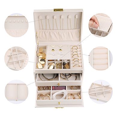 3 Layer Jewellery Box Jewellery Organizer Storage Display Holder With Drawer