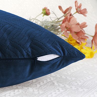 Velvet Knitted Throw Pillow Covers Pack Of 2 Spring Decorative Pillow Cases Square Dark Blue No Size