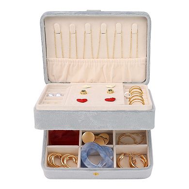 2 Layer Jewellery Box Jewellery Organizer Case Storage Display Holder With Drawer
