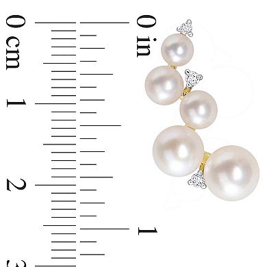 Stella Grace 18k Gold Over Silver White Topaz & Freshwater Cultured Pearl Climber Earrings
