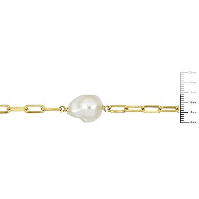 Stella Grace 18k Gold Over Silver Freshwater Cultured Coin Pearl Station Chain Necklace