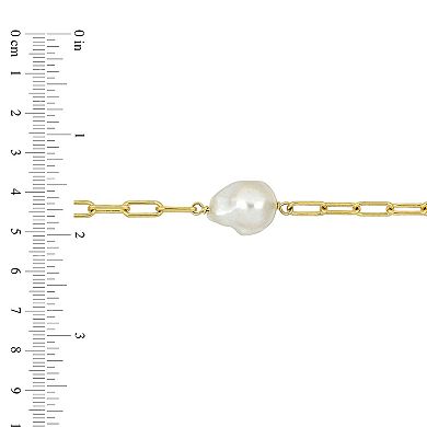 Stella Grace 18k Gold Over Silver Freshwater Cultured Coin Pearl Station Chain Necklace