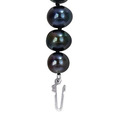 Stella Grace Black Freshwater Cultured Pearl Necklace, Stretch Bracelet & Stud Earrings 3-piece Set