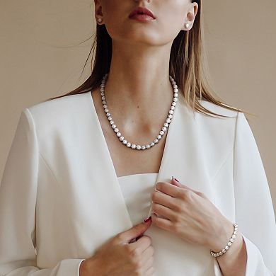 Stella Grace Grey Freshwater Cultured Pearl Necklace, Stretch Bracelet & Stud Earrings 3-piece Set