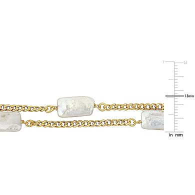 Stella Grace 18k Gold Over Silver Freshwater Cultured Pearl Double Row Chain Bracelet