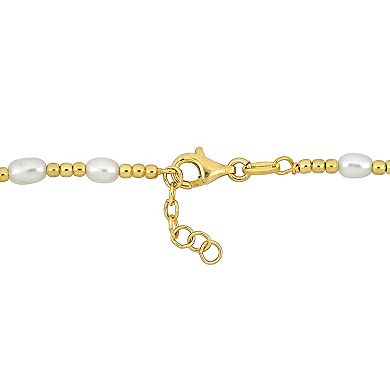 Stella Grace 18k Gold Over Silver Freshwater Cultured Pearl & Ball Bead Station Bracelet