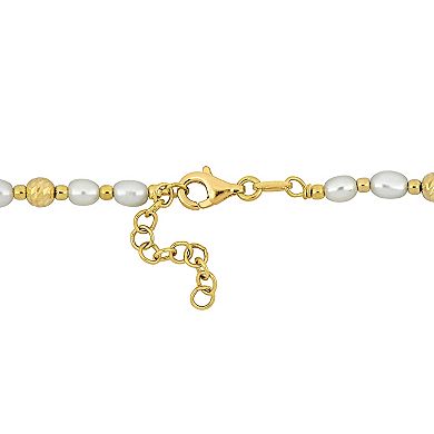 Stella Grace 18k Gold Over Silver Freshwater Cultured Pearl & Ball Bead Station Necklace