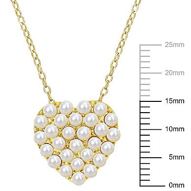 Stella Grace 18k Gold Over Silver Freshwater Cultured Pearl Trendy Heart Pendant Necklace