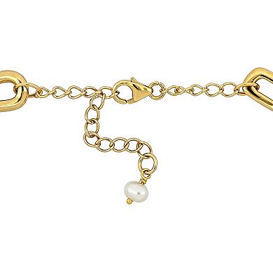 Stella Grace 18k Gold Over Silver Freshwater Cultured Pearl Twisted Oval Links Bracelet