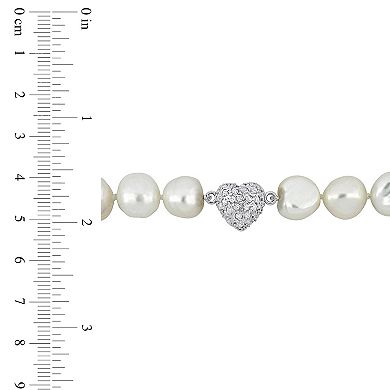 Stella Grace Freshwater Cultured Pearl & Cubic Zirconia Necklace & Stud Earrings Set