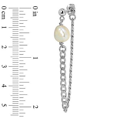 Stella Grace Sterling Silver Freshwater Cultured Pearl Chain Earrings