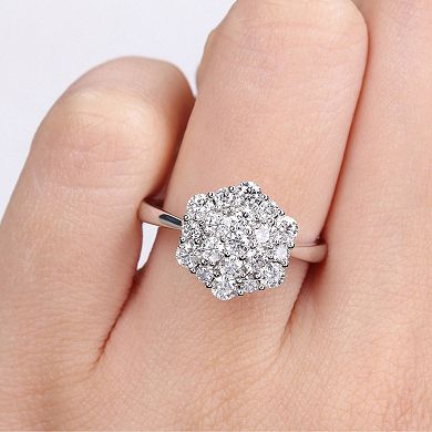 Stella Grace 10k White Gold 1 Carat T.W. Diamond Cluster Engagement Ring