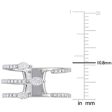 Stella Grace 14k White Gold 1/2 Carat T.W. Diamond 3-Row Ring