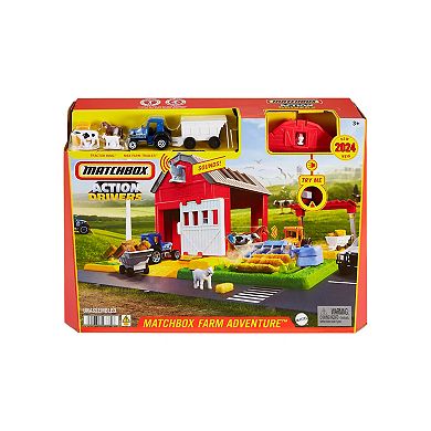 Mattel Action Drivers Farm Adventure Tractor & 6 Accessories Matchbox Playset