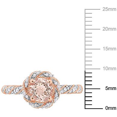 Stella Grace 14k Rose Gold Morganite & 1/4 Carat T.W. Diamond Halo Ring