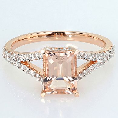 Stella Grace 14k Rose Gold Morganite & 1/3 Carat T.W. Diamond Engagement Ring