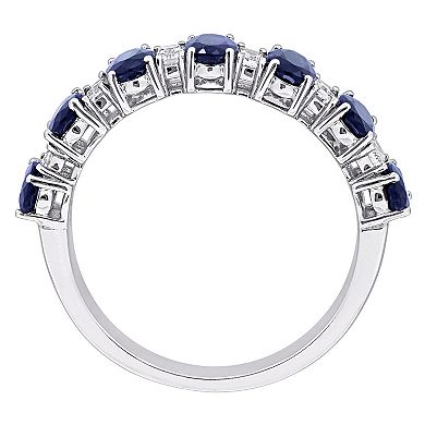 Stella Grace 14k White Gold Blue Sapphire & 1/3 Carat T.W. Diamond Anniversary Band Ring