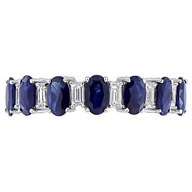 Stella Grace 14k White Gold Blue Sapphire & 1/3 Carat T.W. Diamond Anniversary Band Ring