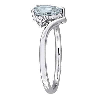 Stella Grace 14k White Gold Aquamarine & 1/6 Carat T.W. Diamond Engagement Ring