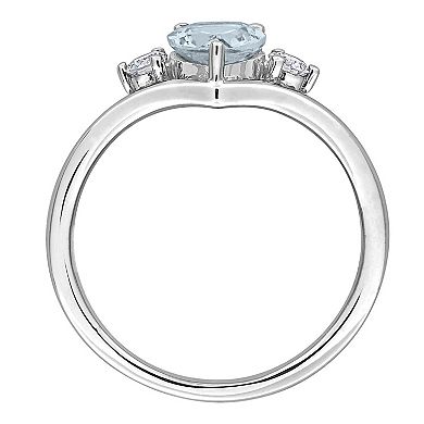 Stella Grace 14k White Gold Aquamarine & 1/6 Carat T.W. Diamond Engagement Ring