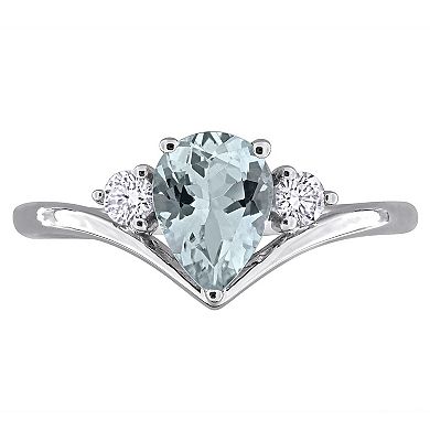 Stella Grace 14k White Gold Aquamarine & 1/6 Carat T.W. Diamond Engagement Ring