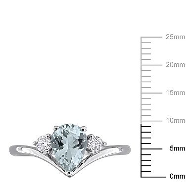 Stella Grace 14k White Gold Aquamarine & 1/6 Carat T.W. Diamond Engagement Ring