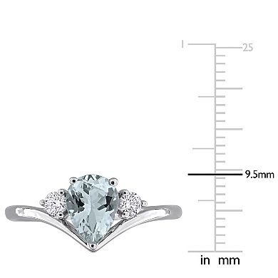 Stella Grace 14k White Gold Aquamarine & 1/6 Carat T.W. Diamond Engagement Ring