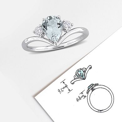 Stella Grace 14k White Gold Aquamarine & 1/6 Carat T.W. Diamond Engagement Ring