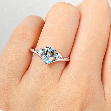 Stella Grace 14k White Gold Aquamarine & 1/6 Carat T.W. Diamond Engagement Ring