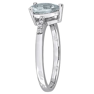 Stella Grace 14k White Gold Pear-Cut Aquamarine & Diamond Accent Ring