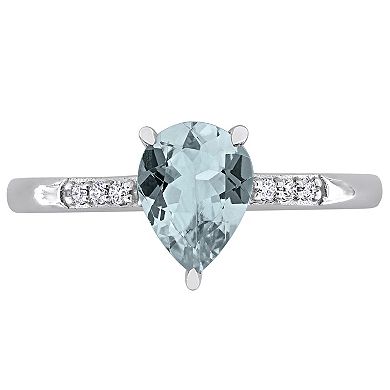 Stella Grace 14k White Gold Pear-Cut Aquamarine & Diamond Accent Ring