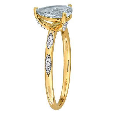 Stella Grace 14k Gold Aquamarine & 1/10 Carat T.W. Diamond Solitaire Ring