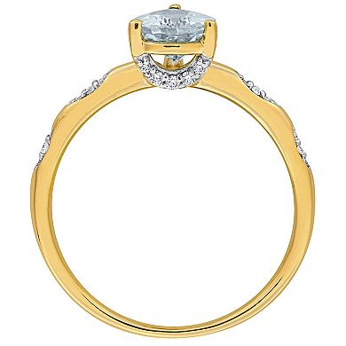 Stella Grace 14k Gold Aquamarine & 1/10 Carat T.W. Diamond Solitaire Ring