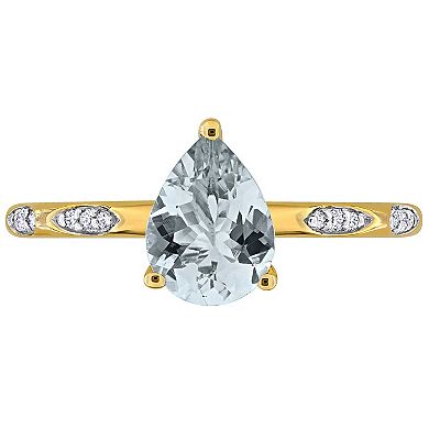 Stella Grace 14k Gold Aquamarine & 1/10 Carat T.W. Diamond Solitaire Ring