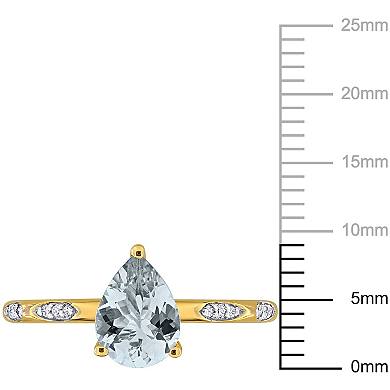 Stella Grace 14k Gold Aquamarine & 1/10 Carat T.W. Diamond Solitaire Ring