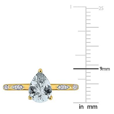 Stella Grace 14k Gold Aquamarine & 1/10 Carat T.W. Diamond Solitaire Ring