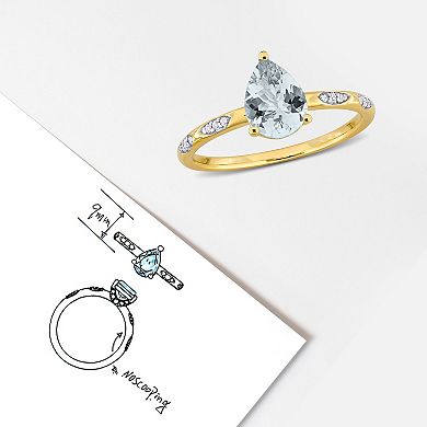 Stella Grace 14k Gold Aquamarine & 1/10 Carat T.W. Diamond Solitaire Ring