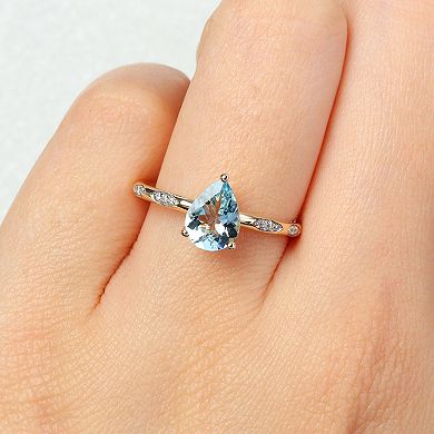 Stella Grace 14k Gold Aquamarine & 1/10 Carat T.W. Diamond Solitaire Ring